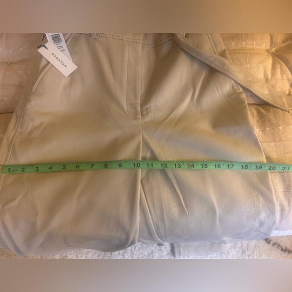 🥯 NWT Aritzia Vegan Belted Pant Trouser Sand White Sz 8 - Picture 11 of 11
